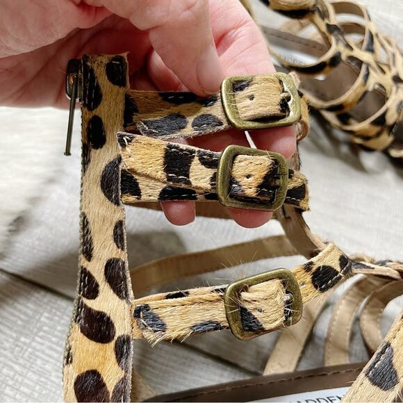 Steve Madden Plato Caged Gladiator Strappy Sandals Leopard Size 6M - Picture 4 of 8